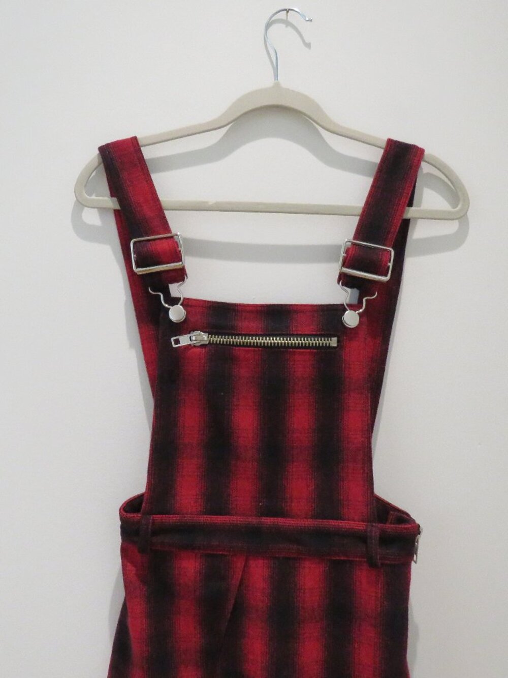 UNIF Brixton Red Plaid Wool Blend Jumper Pinafore Dress XS Punk Alt Grunge Mod - Picture 4 of 14